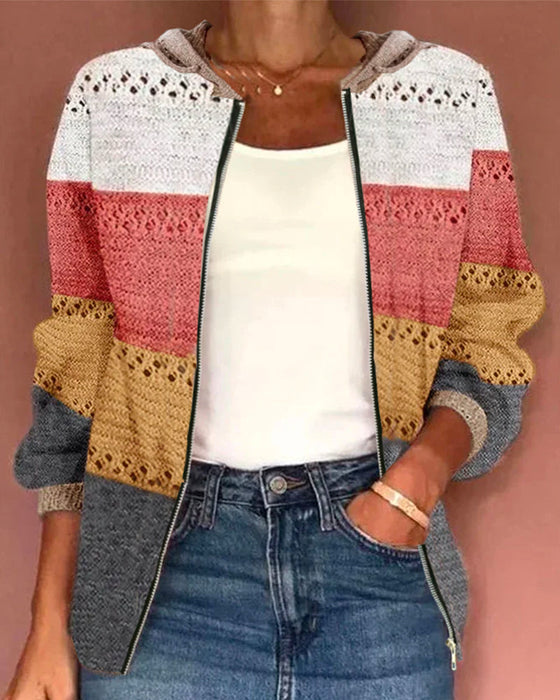 Cardigan zippé color block