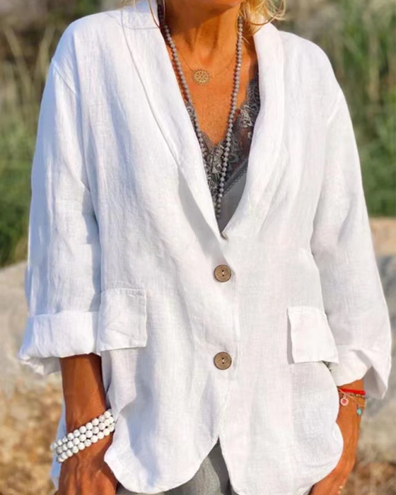 Veste à revers de couleur unie