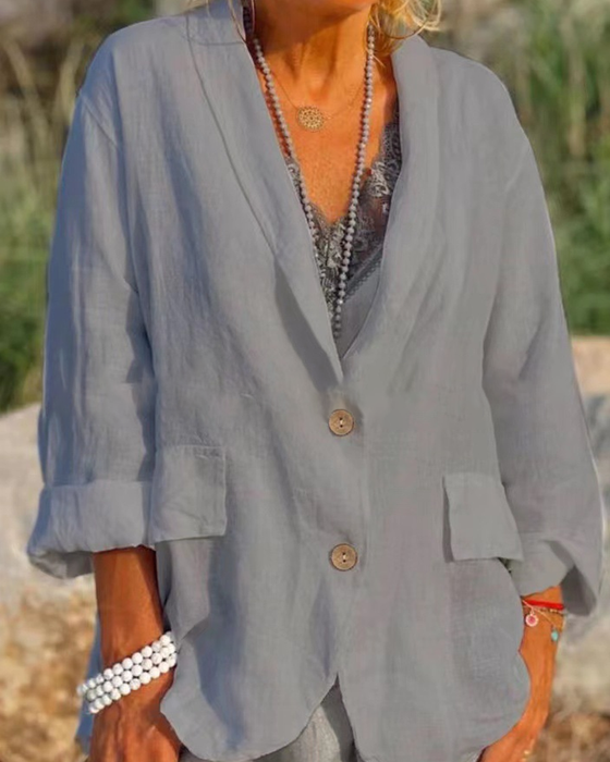 Veste à revers de couleur unie