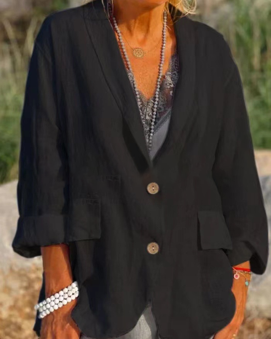 Veste à revers de couleur unie