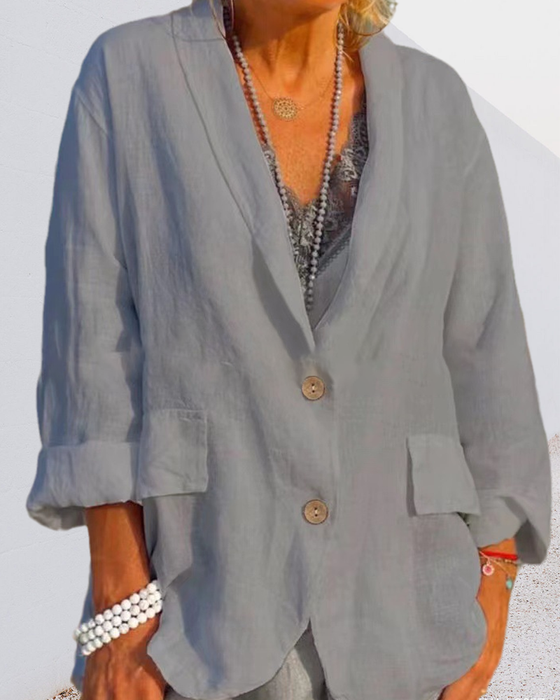 Veste à revers de couleur unie