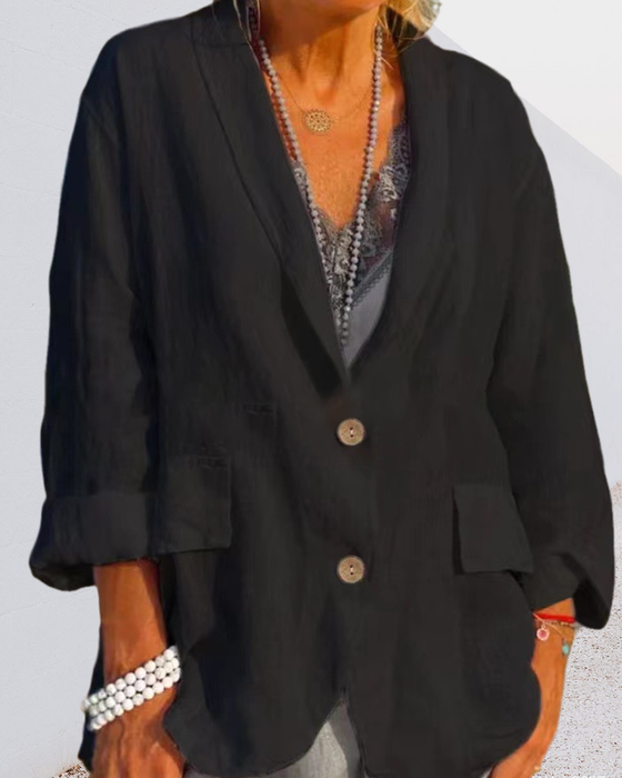 Veste à revers de couleur unie