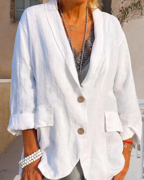 Veste à revers de couleur unie