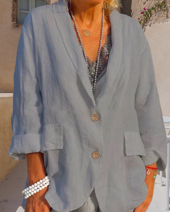 Veste à revers de couleur unie