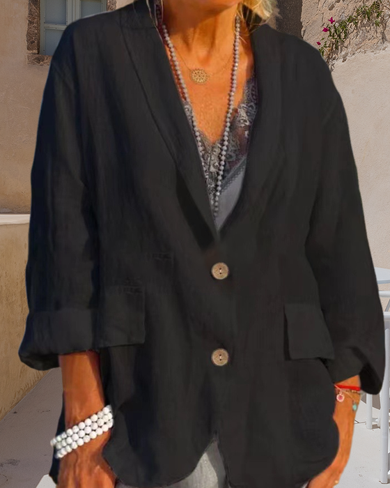 Veste à revers de couleur unie